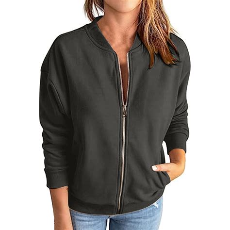 DondPO Outerwear For Women Zip Up Sweater Zip Up Hoodie Women Oversized ...