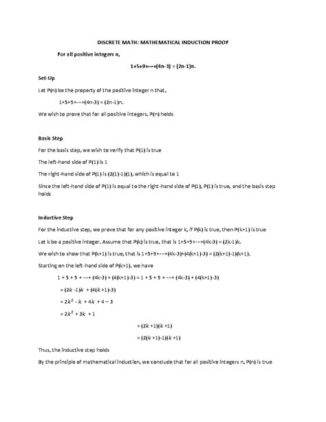 Give an Example of Mathematical Induction Problem and Its Solution Discrete Math 的图像结果