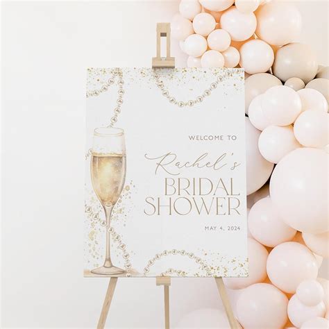 Amazon.com : Bridal Shower Sign, Bridal Shower Welcome Sign, Pearls and ...