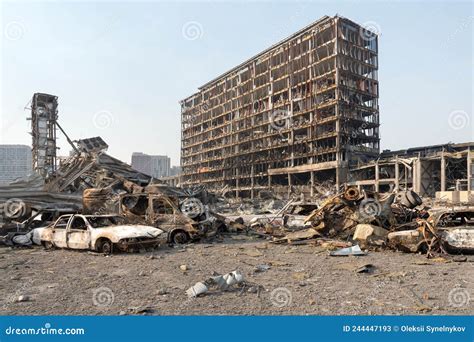 Russia War Damage Building Destruction City War Ruins City Damage Car. Terror Attack Bomb Shell ...