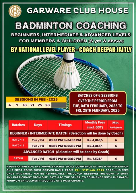 Badminton Coaching by Coach Deepak Jaitly for Beginner, Intermediate ...