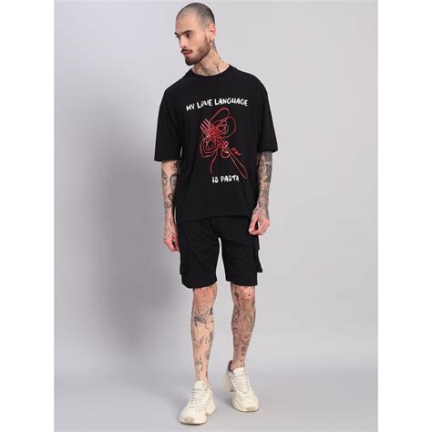 Buy Griffel Men Black Griffel Men Black Oversized Cotton Typography Co ...