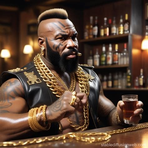 Mr. T Shooting Gold Chains in Smoky Bar | Stable Diffusion Online