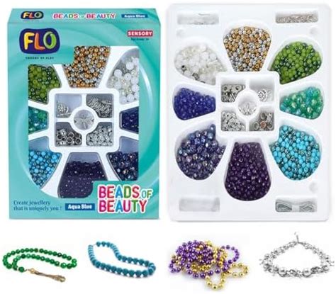FLO Toys Beads of Beauty Aqua Blue Beads for Jewellery Making Kit for ...