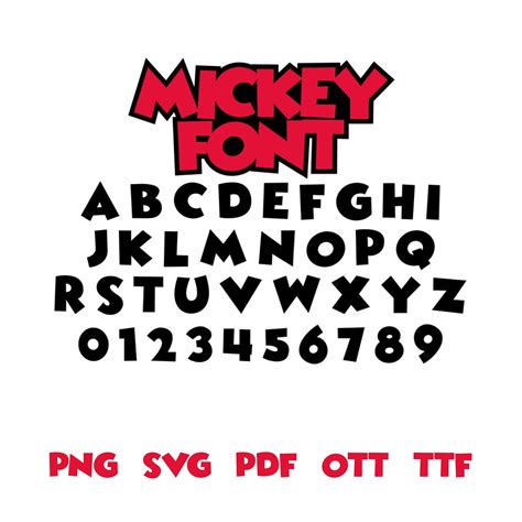 Mickey Font SVG, Mickey Alphabet Ttf, Otf, Png, Mouse Font Svg Files ...