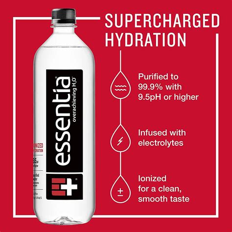 Essentia Ionized Alkaline Bottled Water - 1L, 99.9% Pure, Electrolyte ...