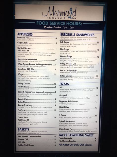 Menu at Mermaid Restaurant & Lounge, Las Vegas