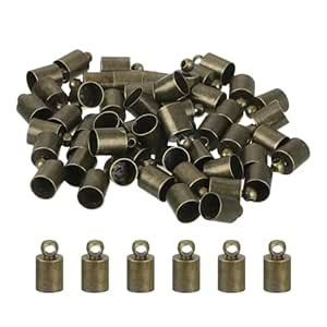 uxcell 50Pcs Leather Cord End Caps, 6mm OD Column Barrel Terminators ...