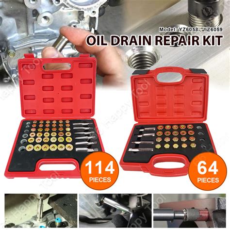 64pcs 114pcs Oil Pan Thread Repair Kit Gearbox Drain Plug Tool Set M13-M22 Oil Sump Pan Stripped ...