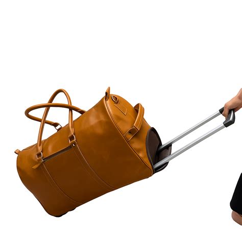 Tan Leather Duffle Trolley Bag 44 Ltr – Pranjalshouse