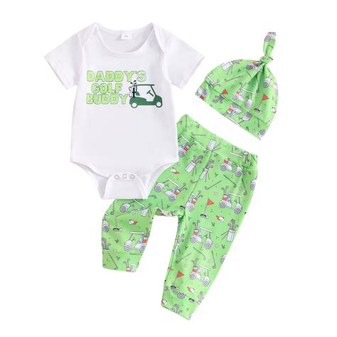 Aojekbee Baby Boys Outfit, Letters Print Short Sleeve Romper Golf Cart ...