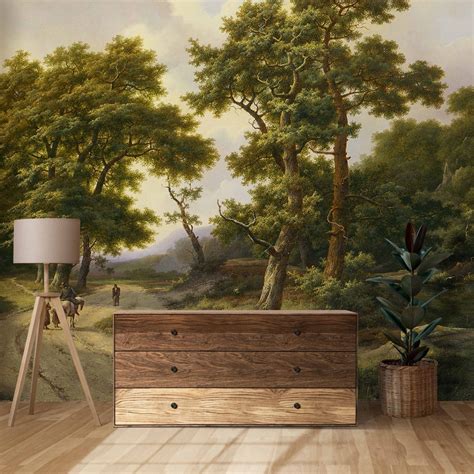 Rural Forest Painting Wall Mural Vintage Landscape Removable Wallpaper ...