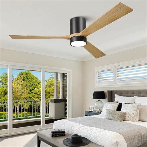 KAPOEFAN 60" Low Profile Ceiling Fan with Lights,Wood Ceiling Fan with ...