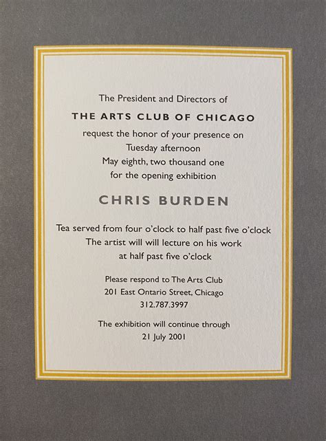 Chris Burden - The Arts Club of Chicago