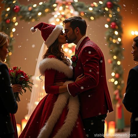 Christmas-themed Wedding Under Snowfall | Stable Diffusion Online