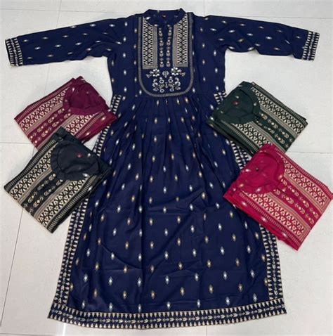 Nayra 3 Rayon Mirror Work Flared Kurti Manufacturers and Suppliers from ...