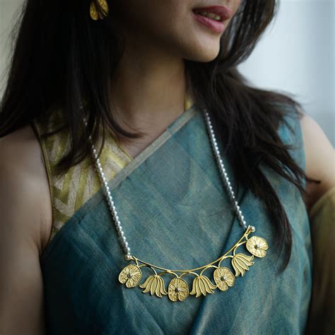 Abstract Silver Pearl Set | Gold Plated | House of Aadyaa