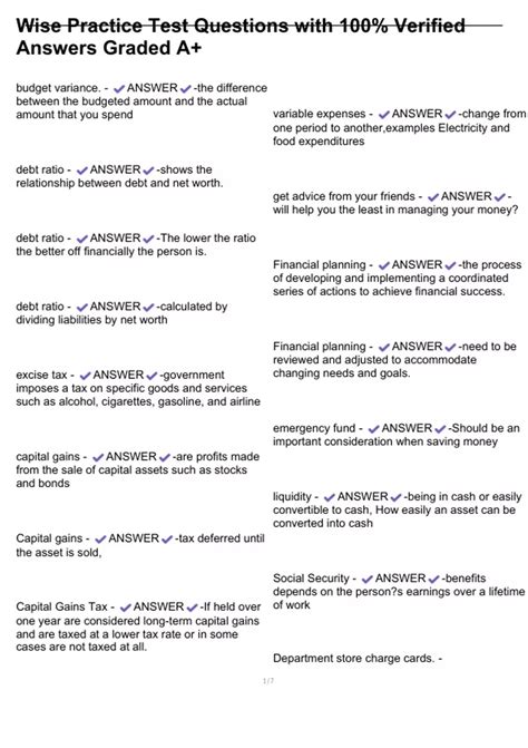 Wise Practice Test Questions with 100% Verified Answers Graded A+ ...