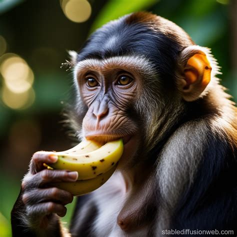 Monkey Eating Banana | Stable Diffusion Online
