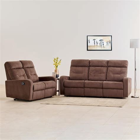 Buy Helios Toledo Fabric 3+2 Seater Recliner Set - Brown from Helios by ...