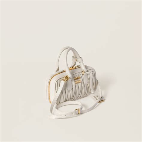 Mini Borsa Arcadie In Nappa Matelassé Bianco | Miu Miu