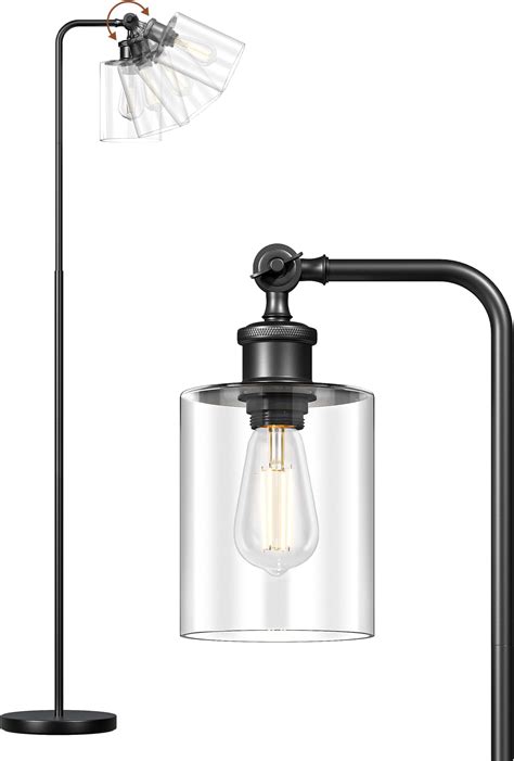 ValueLights | Industrial Style Black Metal Curved Stem Floor Lamp Light ...