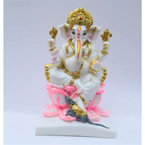 Buy S patnaik Gold Plated Ganesha Idol for Home décor Cultured Marble ...