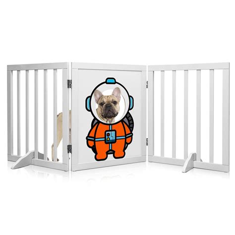 PEEK-A-PET Wooden See-Through Pet Gate with Funny Art, Indoor 3-Panel ...