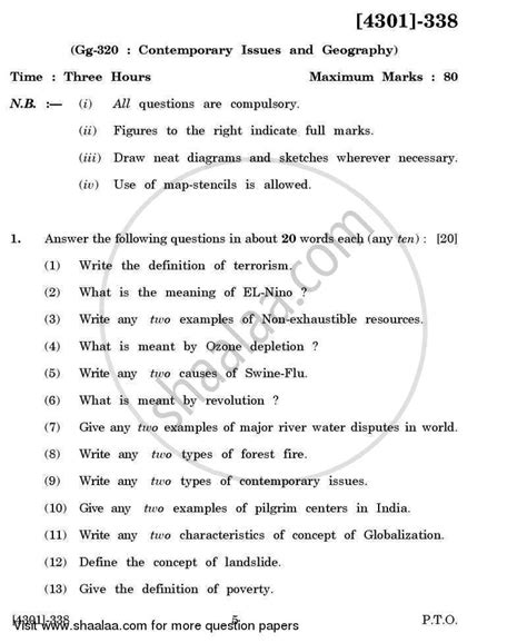 Geography Special Paper 3- Contemporary Issues and Geography 2012-2013 ...