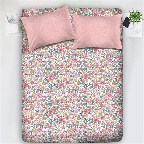 Buy Color Sense by LAYERS Ivy 125GSM Floral Print 3Pcs Queen Bedsheet ...