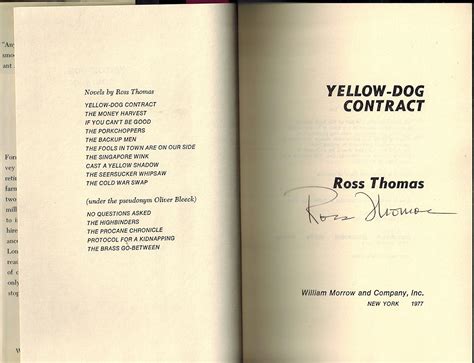 Yellow-Dog Contract: Thomas, Ross: 9780688031046: Amazon.com: Books