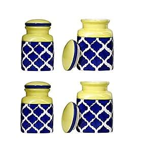 Buy Caffeine Ceramic Stonwear Handmade Blue Umrao Barni Pickle Jar (Set ...