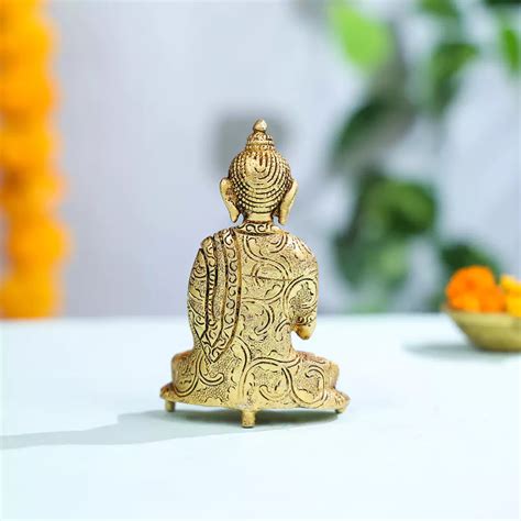 Buy 5" Brass Lord Buddha Idol in Sitting Position – Ethnic India ...