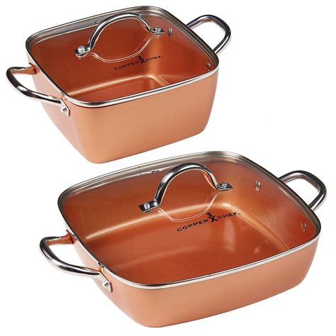 Copper Chef 9.5 Inch Square Frying Pan With Lid - Skillet with Ceramic ...