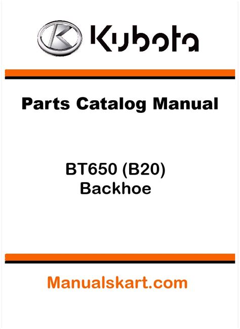 Kubota BT650 (B20) Backhoe Pdf Parts Catalog Manual