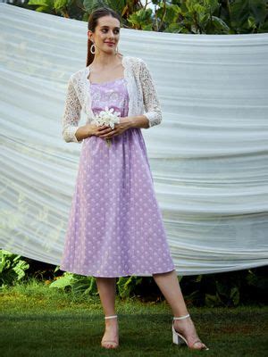 Buy Athena Lavender Floral Cotton A-Line Midi Dress with Jacket (Set of ...