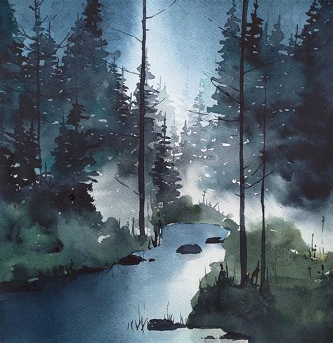 Watercolor Forest Painting