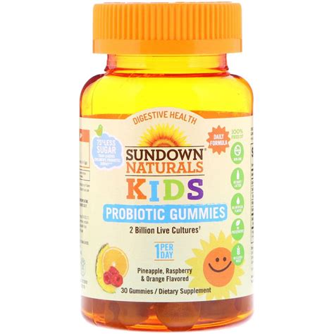 Sundown Naturals Kids, Kids Probiotic Gummies, Pineapple, Raspberry ...