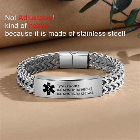 Stainless Steel Medical Alert Bracelet, Personalized Medical Bracelet ...
