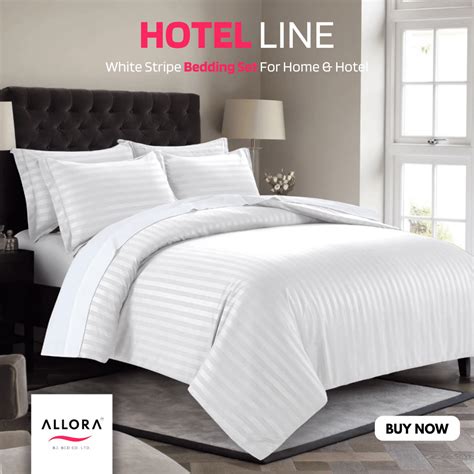 Exclusive White Stripe Comforter Bedding Set - 5 Pieces - ALLORA Home ...