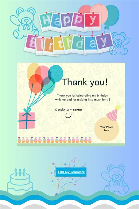 Birthday Thank You Card, Birthday Thank You Card Template, Simple ...