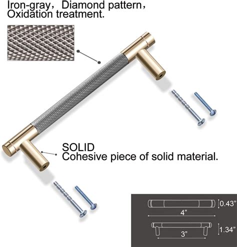 Buy Gutuwellea 12 Pack 3 Inch 76 mm Knurled Cabinet Handles Cabinet ...