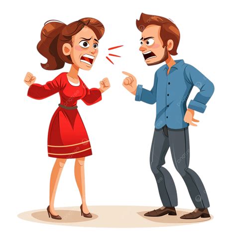 Dessin Animé De Combat De Couple Marié