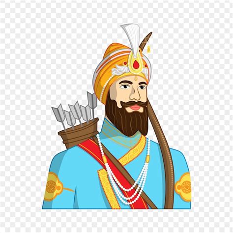 Vector illustration of guru gobind singh portrait on transparent ...