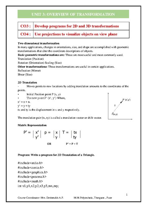 Unit 3 overview of transformation sayli converted - 1 CO3 : Develop ...
