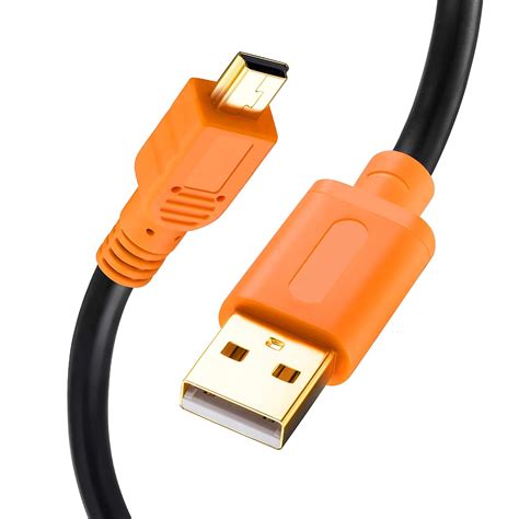 Mini USB Cable 25Ft, Tan QY Mini USB Cable USB 2.0 Type A to Mini B ...
