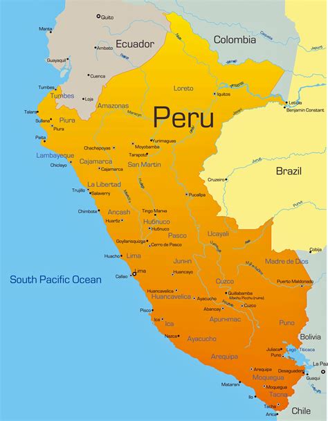 Mapa de ciudades de Perú - OrangeSmile.com