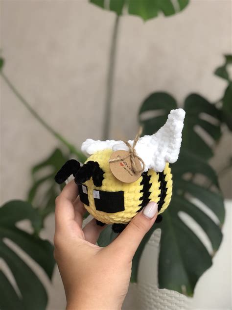 Handmade Crochet Minecraft-inspired Bee Plushie | Soft Amigurumi Toy ...