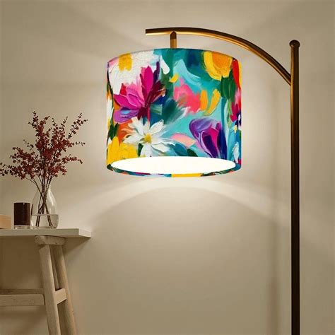Bright Floral Arc Floor Lamp | Artistic Oil Painting Style Curved Lamp ...