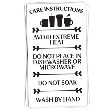 Buy 50 Cups Care Instructions Cards - Tumblers and Mugs Care ...
